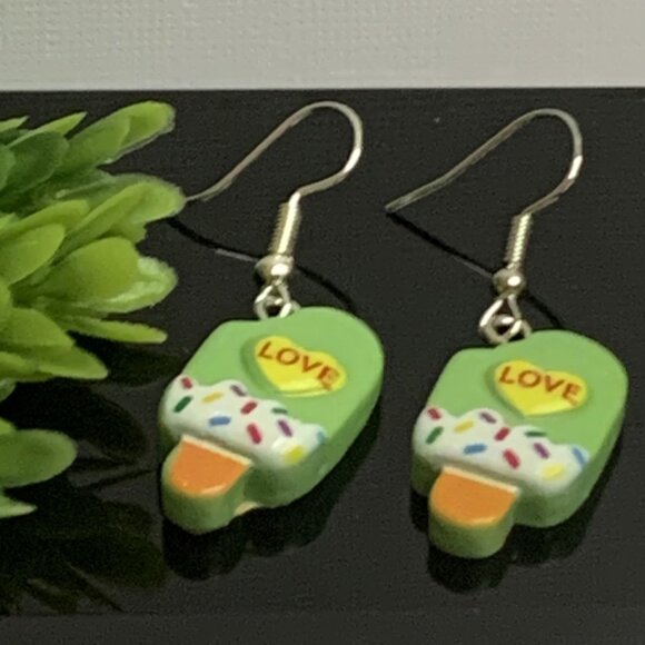 Popsicle Earring, Love Earring, Valentine's Day, Gift Idea, Funny Food Earring - Picture 4 of 6